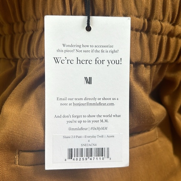 MM Lafleur The Shane 2.0 Drawstring Pant Everyday Twill In Acorn NWT Size 4 - Picture 15 of 15
